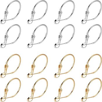 Brass Hoop Earrings, Platinum & Golden, 20x1.2mm, 2 colors, 20pcs/color, 40pcs/box