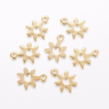 304 Stainless Steel Charms, Flower, Golden, 10.5x8x0.8mm, Hole: 1.2mm