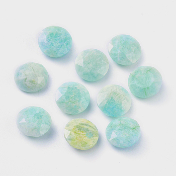 Natural Amazonite Cabochons, Faceted, Flat Round, 10x4.5mm