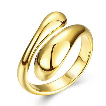 Real 18K Gold Plated Adjustable Brass Finger Rings for Women, Size 7, 17.3mm
