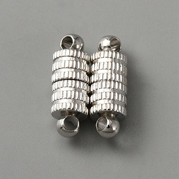 Alloy Magnetic Clasps, for Pendant Necklaces Making, Platinum, Column, 14x5mm, Hole: 1.8mm