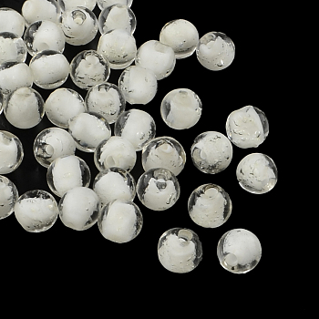 Handmade Luminous Lampwork Beads, Round, White, 12mm, Hole: 2mm