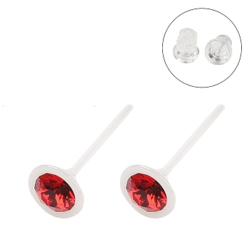 Hypoallergenic Bioceramics Zirconia Ceramic Stud Earrings, with Cubic Zirconia, No Fading and Nickel Free, Red, 6mm