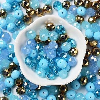 Glass Beads, Faceted, Rondelle, Pale Turquoise, 10x8mm, Hole: 1mm, about 67pcs/60g