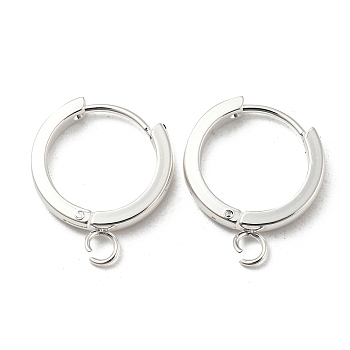 201 Stainless Steel Huggie Hoop Earrings Findings, with Vertical Loop, with 316 Surgical Stainless Steel Earring Pins, Ring, Silver, 16x2.5mm, Hole: 2.7mm, Pin: 1mm