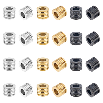 24Pcs 3 Colors 304 Stainless Steel Beads, Column, Mixed Color, 8x6mm, Hole: 4mm, 8pcs/color