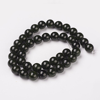 Synthetic Green Goldstone Beads Strands, Round, 8mm, Hole: 1mm, about 47pcs/strand, 14.96 inch(38cm)