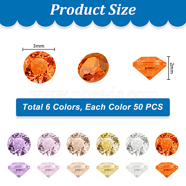 Elite 300Pcs 6 Colors Diamond Shape Grade A Cubic Zirconia Cabochons(ZIRC-PH0001-43B-02)-2