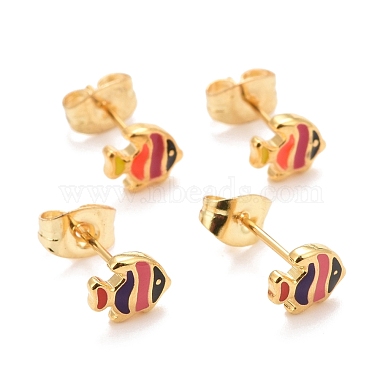 Mixed Color Fish 304 Stainless Steel Stud Earrings