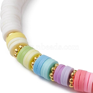 pulsera elástica de surfista heishi de arcilla polimérica(BJEW-JB09642)-5