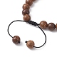 bracelet de perles tressées rondes en bois de wengé naturel et obsidienne(BJEW-JB09757-02)-4