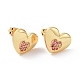 Pink Cubic Zirconia Heart Stud Earrings(EJEW-C008-15G)-1