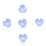 Resin Imitation Pearl Bead Caps, 3-Petal, Flower, Blue, 6x6x3mm, Hole: 1mm(X-RESI-N036-01A-01)