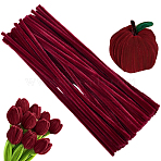 100Pcs DIY Plush Sticks, Chenille Stems, Pipe Cleaners, Kid Craft Material, Dark Red, 300x6mm(FIND-SP0004-72H)