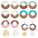 DIY Earring Making Kit, Including Resin & Walnut Wood Pendants, Iron Earring Hooks & Open Jump Rings, Rings, Mixed Color, 152pcs/box(DIY-OC0007-47)