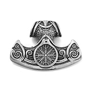 Viking 304 Stainless Steel Pendants, Mjolnir Thor Hammer Charm, Antique Silver, 37x51.5x13.5mm, Hole: 6.5mm(STAS-N105-02A-AS)