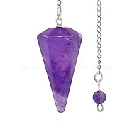 Natural Amethyst Dowsing Pendulums, Hexagonal Cone Big Pendant, 35x21mm(G-PW0007-006G)