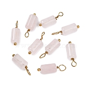 Natural White Jade Cloumn Pendants, Geometric Charms with Golden Tone 304 Stainless Steel Loops, 17.5x6x6mm, Hole: 2mm(STAS-H221-04G-05)