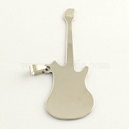 Guitar 201 Stainless Steel Stamping Blank Tag Big Pendants, with Snap on Bail, Stainless Steel Color, 70x25x1mm, Hole: 3mm(STAS-S030-02)