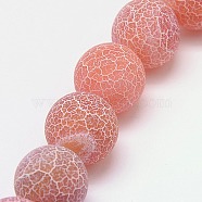 Natural Crackle Agate Beads Strands, Dyed, Round, Grade A, Indian Red, 6mm, Hole: 1mm, about 63pcs/strand, 15.5(X-G-G055-6mm-11)
