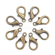 Antique Bronze Tone Zinc Alloy Lobster Claw Clasps, Parrot Trigger Clasps, Cadmium Free & Lead Free, about 21mm long, 12mm wide, hole: 2mm(X-E107-AB)