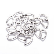 304 Stainless Steel Open Pendants, Teardrop, Stainless Steel Color, 17x11x1mm, Hole: 0.8mm(STAS-L234-085P)