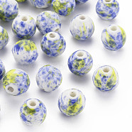 Handmade Porcelain Beads, Round, Royal Blue, 12mm(PORC-Q197-12mm-04)