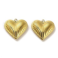 304 Stainless Steel Pendants, Heart Charm, Real 14K Gold Plated, 17.5x19x4mm, Hole: 1.4mm(STAS-L022-032G-01)