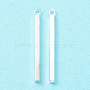 304 Stainless Steel Pendants, Bar Charm, Silver, 33x2x2mm, Hole: 1.6mm(STAS-P327-09D-S)