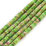 Natural Imperial Jasper Beads Strands, Dyed, Disc, Heishi Beads, Yellow Green, 4x2mm, Hole: 0.7mm, about 190pcs/strand, 15.04 inch(38.2cm)(G-Q171-A01-01G)