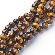 Gemstone Beads Strands, Grade A Tiger Eye, Round, about 8mm in diameter, hole: 1mm, about 46pcs/strand, 15.5 inch(X-GSR8MMC014-A)