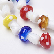 Handmade Lampwork Beads Strands, Mushroom, Mixed Color, 11.5~14.5x9~11mm, Hole: 1mm, about 25pc/strand, 13.54 inch(34.4cm)(LAMP-E015-03L)