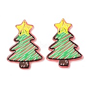 Christmas Themed Acrylic Pendants, Christmas Tree, Light Green, 39.5x28.5x2.5mm, Hole: 1.5mm(MACR-P021-A02)