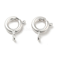 Brass Spring Ring Clasps, Ring, 925 Sterling Silver Plated, 10x8x3mm, Hole: 1.6mm(KK-P249-08A-S)