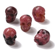 Natural Rhodonite Beads, Halloween Skull, 11~11.5x8.5~9x11~11.5mm, Hole: 0.9~1mm(G-C038-01O)