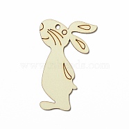 Easter Unfinished Natural Wood Big Pendant Ornaments, for DIY Craft Painting, Undyed, PapayaWhip, Rabbit Pattern, 83x50x2mm, Hole: 3.5mm(WOOD-G010-01D)