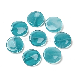 Transparent Acrylic Beads, Flat Round, Dark Turquoise, 11.5x2.7mm, Hole: 1.2mm, about 1580pcs/500g(X-OACR-A021-16E)