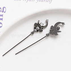 Brass Pave Clear Cubic Zirconia Magic Wand Head Pins, with Pearl, for Baroque Pearl Making, Gunmetal, 51x11mm(BAPE-PW0002-11B)