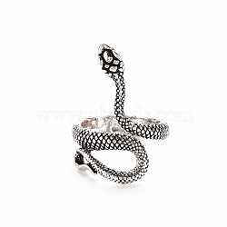 Alloy Cuff Finger Rings, Wide Band Rings, Snake, Antique Silver, US Size 9 3/4(19.5mm)(X-RJEW-T006-33AS)
