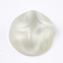 Resin Cabochons, Imitation Cat Eye, Waved Half Round, Beige, 15.5~16x9mm(RESI-S364-40A-05)