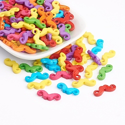 Opaque Acrylic Beads, Mustache, Mixed Color, 8x20x4mm, Hole: 2mm, about 1720pcs/500g(SACR-Q099-M60)