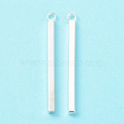 304 Stainless Steel Pendants, Bar Charm, Silver, 33x2x2mm, Hole: 1.6mm(STAS-P327-09D-S)