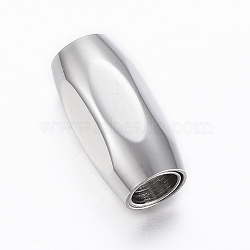 Smooth 304 Stainless Steel Magnetic Clasps with Glue-in Ends, Barrel, Faceted, Stainless Steel Color, 21x11x10mm, Hole: 6mm(X-STAS-H402-33P-6mm)