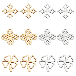 DICOSMETIC 24Pcs 6 Style 201 Stainless Steel Filigree Joiners Links, Mixed Shapes, Golden & Stainless Steel Color, 13~15x12.5~14x1mm, 4pcs/style(STAS-DC0008-57)