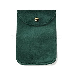 Velvet Jewelry Storage Pouches with Snap Button for Bracelets Necklaces Earrings, Rectangle, Dark Green, 12.8x9.1x0.75cm(ABAG-P013-01C)