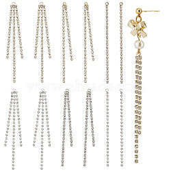 24Pcs 6 Style Brass Rhinestone Cup Chain Big Pendants, Tassel Pendant, Crystal, Mixed Color, 68~70x2.5~6x2mm, Hole: 1.6mm, 4pcs/style(KK-SC0003-22)