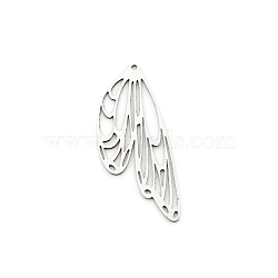 Titanium Steel Pendants, Laser Cut, Butterfly Wings, Stainless Steel Color, 48.5x20x1mm, Hole: 1.4mm(STAS-WH0033-06P)