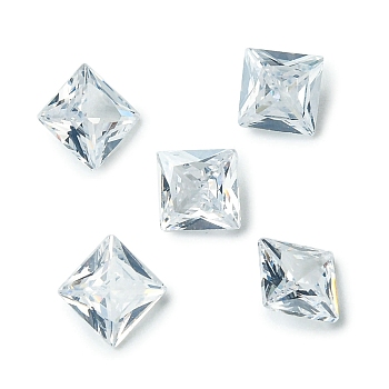 Cubic Zirconia Cabochons, Point Back, Square, Clear, 8x8x4mm