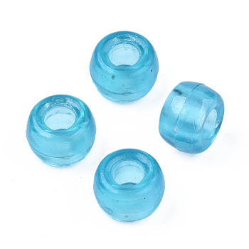 Transparent Plastic Beads, Barrel, Turquoise, 9x6.5mm, Hole: 3.5mm, about 1850pcs/500g