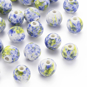 Handmade Porcelain Beads, Round, Royal Blue, 12mm